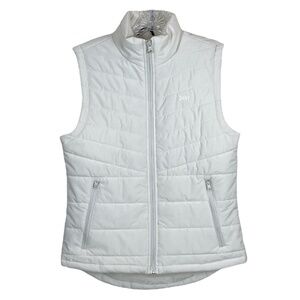 DKNY XS Puffer Vest Ivory Full Zip Front Pockets